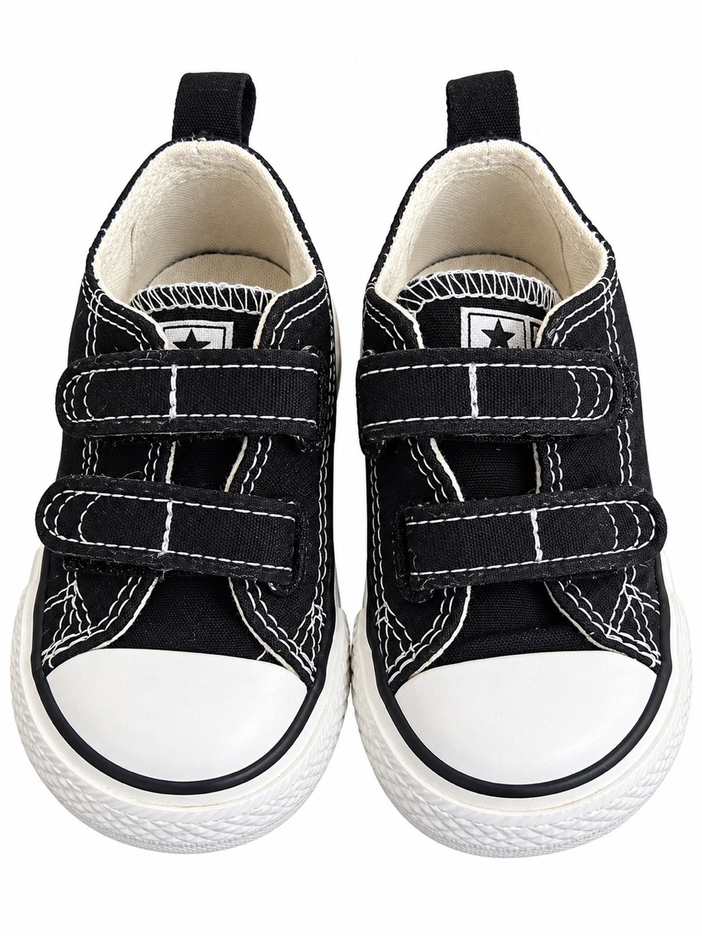 Converse Black Canvas Kids Sneakers with White Toe Caps